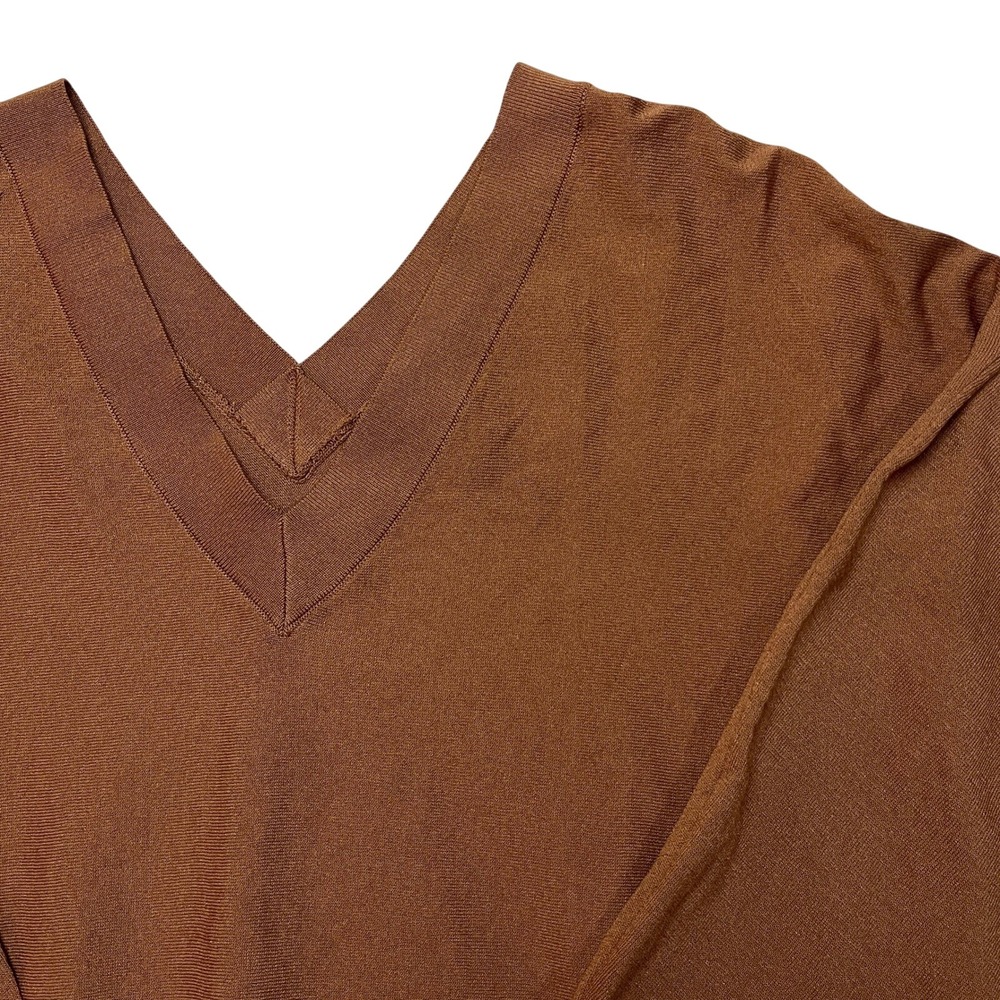 INC Sweater‎ Womens Small Brown Saira Double V Neck Knit Pullover 100154945 NEW